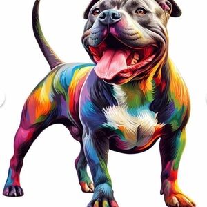 Vibrant Multicolor Pitbull Dog Premier Wooden Puzzle